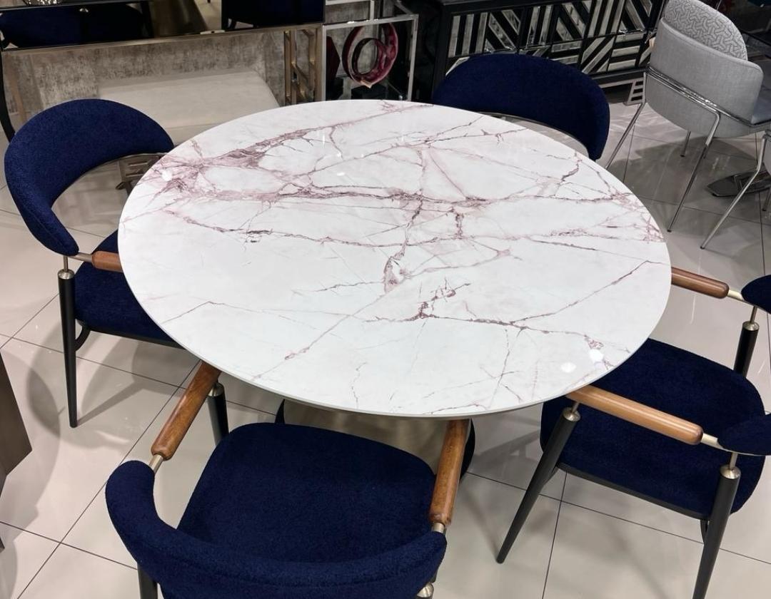 Mermer Desenli Yuvarlak Otel Masası
